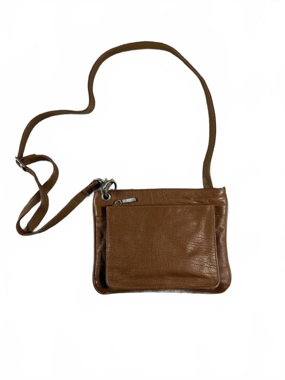 Carlos D. Sanz Genuine Leather Crossbody Bag Brown Pebbled Boho Shoulder Purse